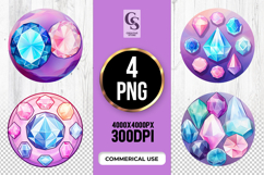 Colorful Gemstones Clipart Sublimation PNG Product Image 1