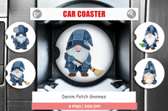 Denim Patch Gnomes Car Coaster Product Image 1