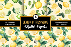 Lemon Citrus Slice Pattern Digital Paper Product Image 1