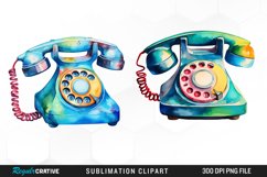 Watercolor Rotary Telephone Sublimation PNG Clipart Product Image 1