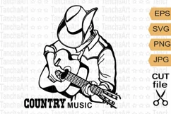 Country music svg, Cowboy Man with guitar player SVG, PNG Product Image 1
