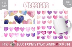 Purple Hearts Mug Designs, Glitter Hearts Mug Template Product Image 1
