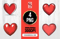 Red Hand Drawn Heart Illustrations Clipart Sublimation PNG Product Image 1