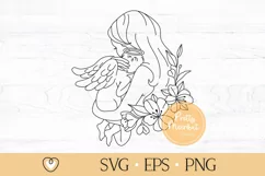 Baby loss memorial svg, Mom holding baby angel svg, png Product Image 1