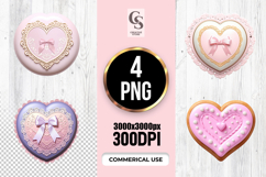 Pink Lace Heart with Bow Clipart Sublimation PNG Product Image 1
