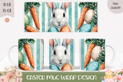 Easter Bunny Mug Wrap Design, Cartoon Carrot Mug Sublimation Product Image 1