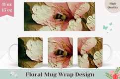 Art Flowers Mug Wrap, Floral Mug Sublimation, Bee Mug Product Image 1