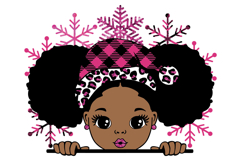 Christmas Pink Afro Girl Shirt Design Winter Girl PNG Product Image 1