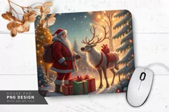 Santa and Reindeer in Christmas Wonderland Mouse Pad PNG Product Image 1