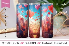 Valentines Tumbler Sublimation, Love Hearts Tumbler Wrap Product Image 1
