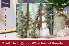 Christmas Tumbler Wrap, Christmas Snowman Sublimation PNG Product Image 1