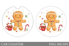Gingerbread Car Coaster. Christmas Car Coaster Sublimation Product Image 1