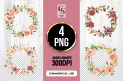 Elegant Rose Floral Wreath Clipart Sublimation PNG Product Image 1