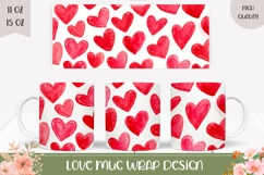 Love Hearts Mug Design, Valentine Mug Template Product Image 1