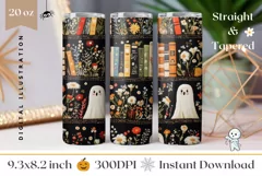Embroidery Halloween Tumbler Wrap, Funny Ghosts Tumbler PNG Product Image 1