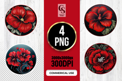Gothic Red Hibiscus Flower Clipart Sublimation PNG Product Image 1