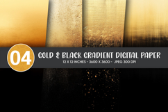 Gold &amp; Black Gradient Digital Paper Product Image 1