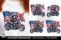 Patriotic Raccoon Biker Clipart PNG Product Image 1