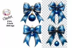 Christmas, Bows, Ephemera, PNG, watercolor, Clipart Product Image 1