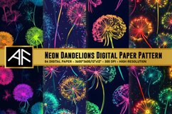 Neon Dandelion Digital Paper Pattern Product Image 1