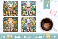 Stained Glass Lamb Sublimation, Easter Lamb Coaster Product Image 1