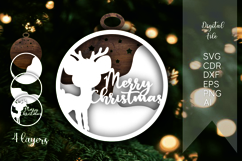 3d deer layered christmas ornaments svg files for laser cut Product Image 1
