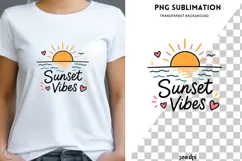 Sunset Vibes PNG | Summer Sunset Clipart | Beach Sunset Product Image 1