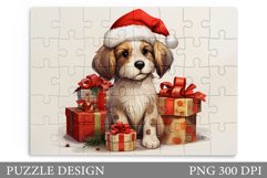 Christmas Dog Puzzle Sublimation. Dog Winter Puzzle Design Product Image 1