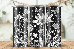 20oz Skinny Tumbler laser svg, Wildflowers pattern wrap Product Image 1