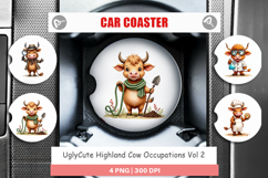 Highland Cow Occupations Car Coaster Product Image 1