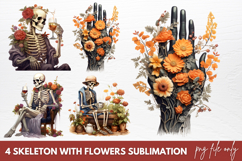 Skeleton With Flowers Sublimation Clipart Product Image 1