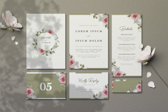 elegant wedding invitation card with roses flower wreath Product Image 1