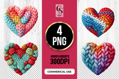Knitted Heart Clipart Sublimation PNG Product Image 1