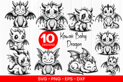 Kawaii Baby Dragon Clipart SVG PNG Product Image 1