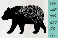 Bear SVG, Sunflowers SVG, Flowers SVG, Mama Bear SVG Product Image 1