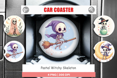 Car Coaster Pastel Witch Skeleton Product Image 1