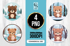 Cute Baby Bear Winter Forest PNG Product Image 1
