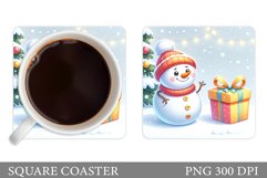 Cute Snowman Coaster Design. Christmas Coaster Sublimation Product Image 1