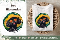 Summer Toy Poodle Illustration, Tropical Poodle Dog PNG Product Image 1