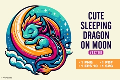 Cute Sleeping Dragon on Crescent Moon Product Image 1