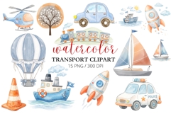 Watercolor Transport Clipart Product Image 1