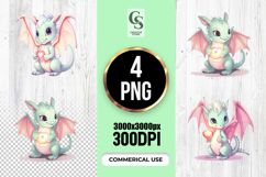 Cute Baby Dragon Heart Clipart Sublimation PNG Product Image 1