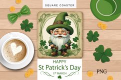 hot plate , St. Patrick's gnome, clover, pattern, green Product Image 1