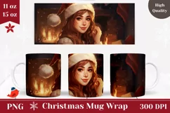 Christmas Girl Mug Wrap, Christmas Coffee Cup Design Product Image 1