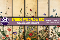 Spring Wildflowers Digital Paper PNG Product Image 1