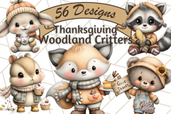 Thanksgiving Woodland Animals Clipart PNG Product Image 1