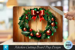 Maple Wood Christmas Wreath Cutting Board PNG Design Product Image 1