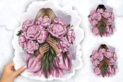 Fashionable girl with flowers clipart Product Image 1