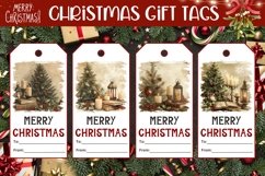 Vintage Christmas Gift Tags, Christmas Tree Gift Tags Product Image 1