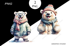 Winter Polar Bear Clipart, Christmas Animals Product Image 1